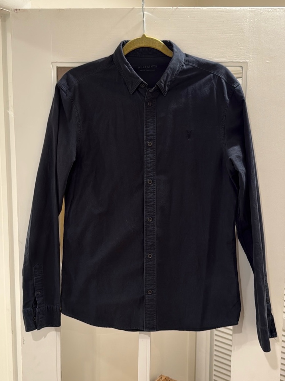 All Saints Men’s Navy Casual Button-Down Shirt